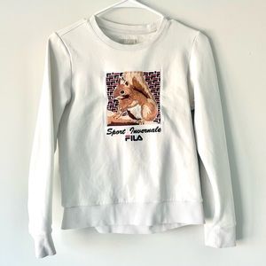 FILA White Line Embroidered Squirrel Long Sleeve